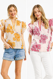 Blush Garden Flutter Sleeve Top