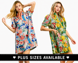 Coastal Bloom Contrast Trim Swing Dress