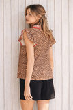 Untamed Red Stripe Leopard Flutter Top - Leopard