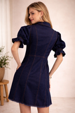Midnight Stitch Button Front Denim Dress