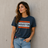Block Houston Graphic Tee- Heather Blue