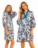 Paisley Popover Puff Sleeve Dress- Mint