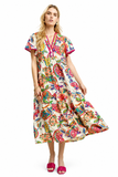Island Escape Flutter Sleeve V-Neck Midi Dress