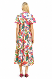 Island Escape Flutter Sleeve V-Neck Midi Dress