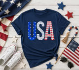 All-American Patchwork USA Graphic Tee