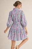 Wisteria Whimsy Tie-Waist Dress- Green