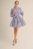 Wisteria Whimsy Tie-Waist Dress- Green