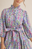 Wisteria Whimsy Tie-Waist Dress- Green