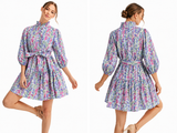 Wisteria Whimsy Tie-Waist Dress- Green