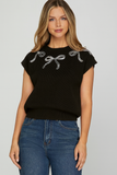 Elle Sparkle Bow Sweater Top