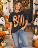 BOO Mixed Pattern Graphic Tee - Black