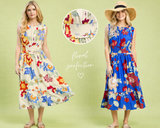 Vintage Garden Smocked Waist Midi Dress