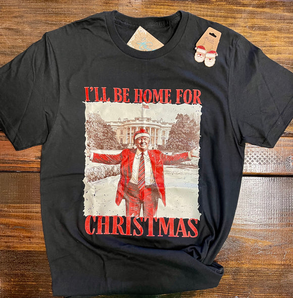 I'll Be Home For Christmas White House Graphic Tee - Black