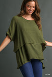 Cuffed 1/2 Sleeve Sheer Layered Tunic