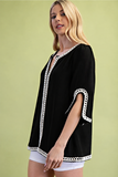 Statement Loop Trim Bell Sleeve Blouse