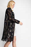 Full Lace Long Duster with Stud Detail - Black