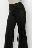 Three Layer Fringe Pilazzo Pants - Black