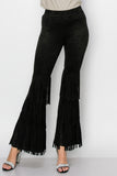 Three Layer Fringe Pilazzo Pants - Black