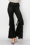 Three Layer Fringe Pilazzo Pants - Black