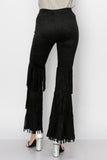 Three Layer Fringe Pilazzo Pants - Black