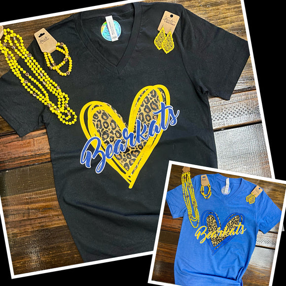 Bearkats Leopard Heart Graphic Tee