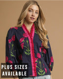 Mila Midnight Bloom Ruffle Trim Blouse