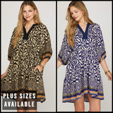 Border Medallion Print Tiered Pocket Mini Dress