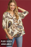Clara Boho Split Neck Charm Top