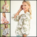 Ballon 3/4 Sleeve Blouse w/ Heirloom Print