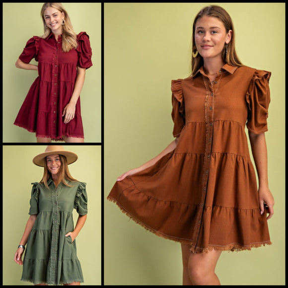 Linen Button Up Shirt Dress