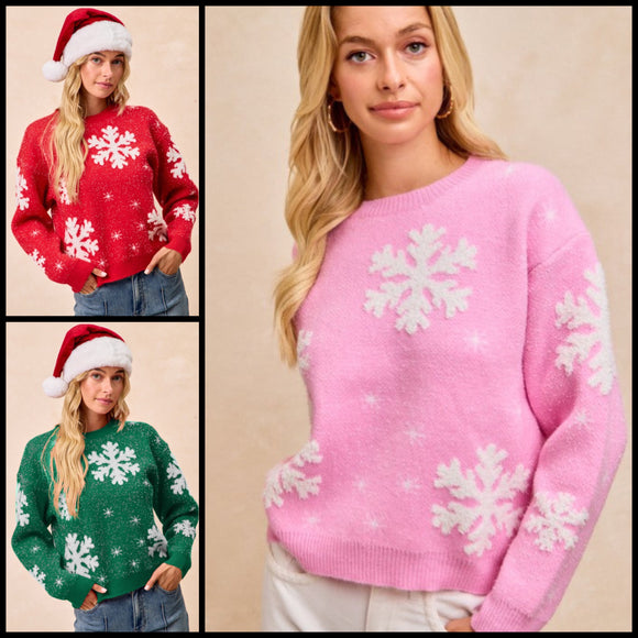 Snowflake Cheer Holiday Pullover Sweater