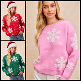 Snowflake Cheer Holiday Pullover Sweater