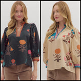 Daisy Meadow Bloom Blouse- Black Mix