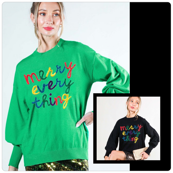 Merry Everything Tinsel Large Cuff Sweater