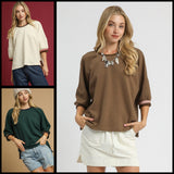 Cora Waffle Knit Contrast Top