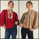 Brixton Signature Plaid Split-Neck Blouse