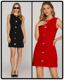 Savannah Cap Sleeve Faux Button Shift Dress