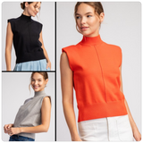 Mock Neck Sleeveless Sweater Top