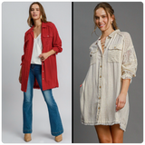 Linen Blend Two-Way Dress Full Button-Up Shacket