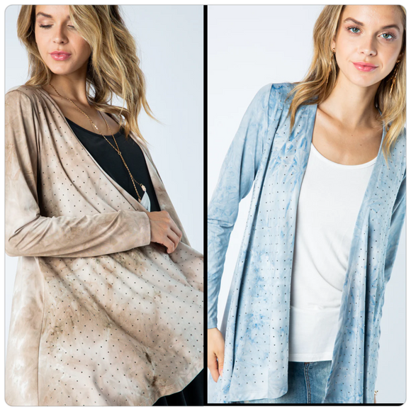 Tie Dye Stone Embellished Cardigan