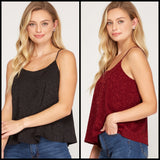 Jacquard Satin Spaghetti Strap Cami Top