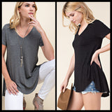 Sharkbite Hem Knit Top with All Over Studs
