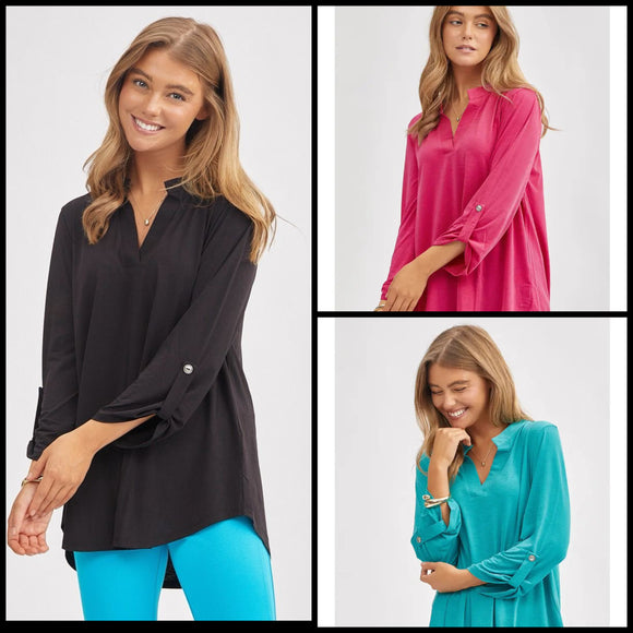 Lizzy 3/4 Sleeve Signature Solid Top
