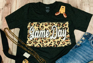Sparkle Leopard Game Day Graphic Day - Heather Black
