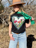 Lauren's Western Heart Tee - Black