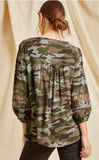 Neon Embroidered Camo Swing Top - Olive