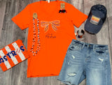 Astros Embroidered Bow Graphic Tee - Orange