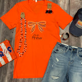 Astros Embroidered Bow Graphic Tee - Orange