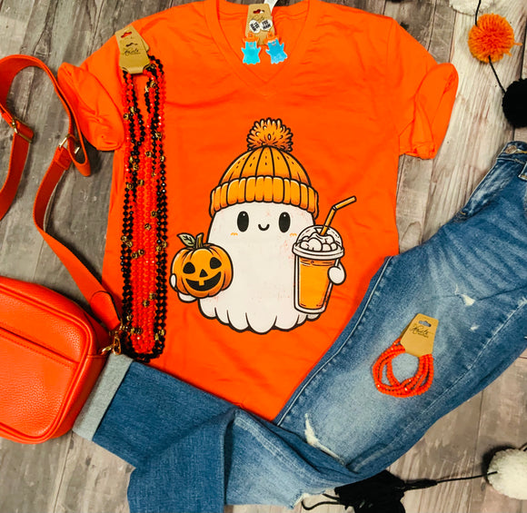 Frappe Happy Ghost Graphic Tee - Orange