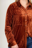 Textured Velvet Stripe Button Down Shirt